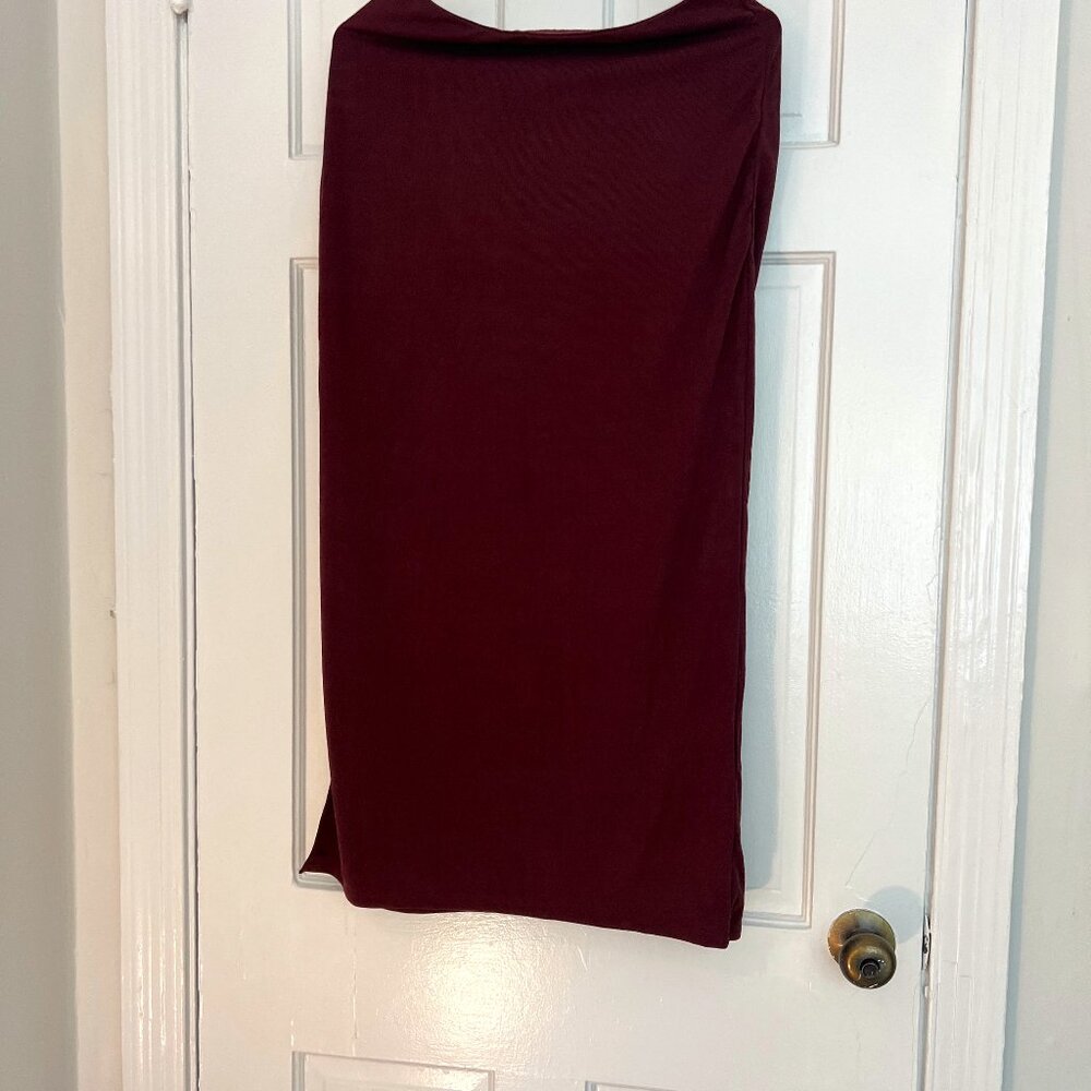 Wine Purple Bodycon Midi Skirt